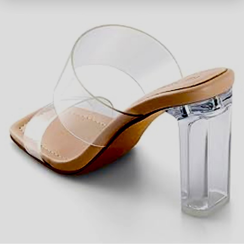 Zara Transparent Clear Block Heel Women's Shoes with PVC Clear Straps